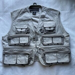 Field & Stream Fishing Vest Mens XL Khaki Multi Pocket‎ Utility Photography